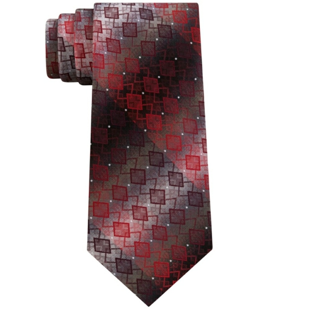 Van Heusen Geometric Tie - Red Modern Geo
